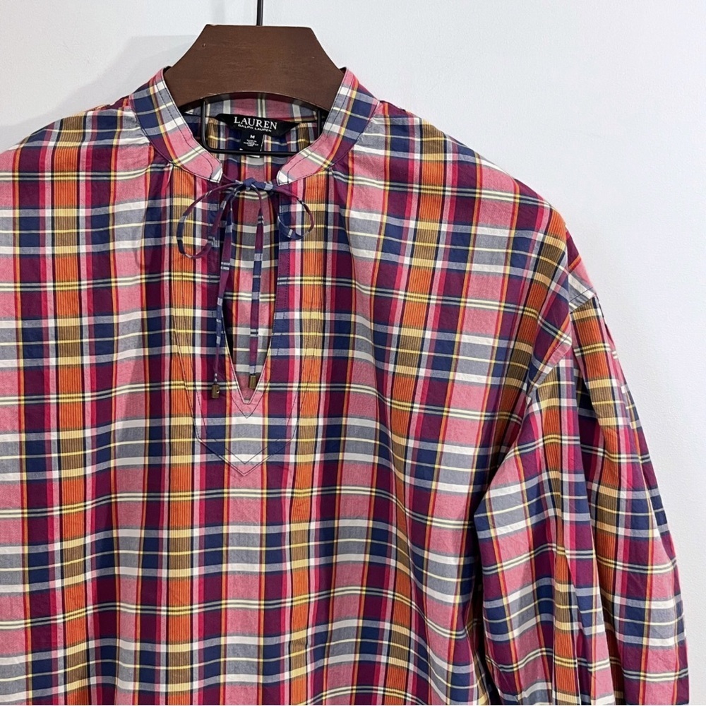 Lauren Ralph Lauren Tie Neck Plaid Blouse - Picture 3 of 16